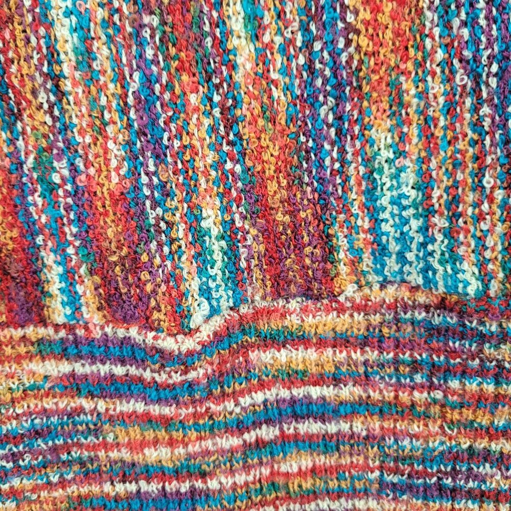 Vtg 80s Multicolor‎ Streaked Cowlneck Sweater Sz M Dolman Sleeve Funky Casual - Picture 2 of 12